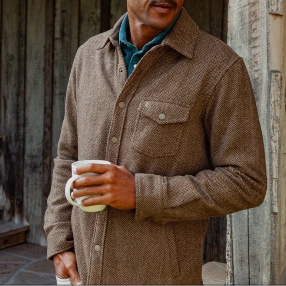 Criquet Tan Herringbone Shirt Jacket